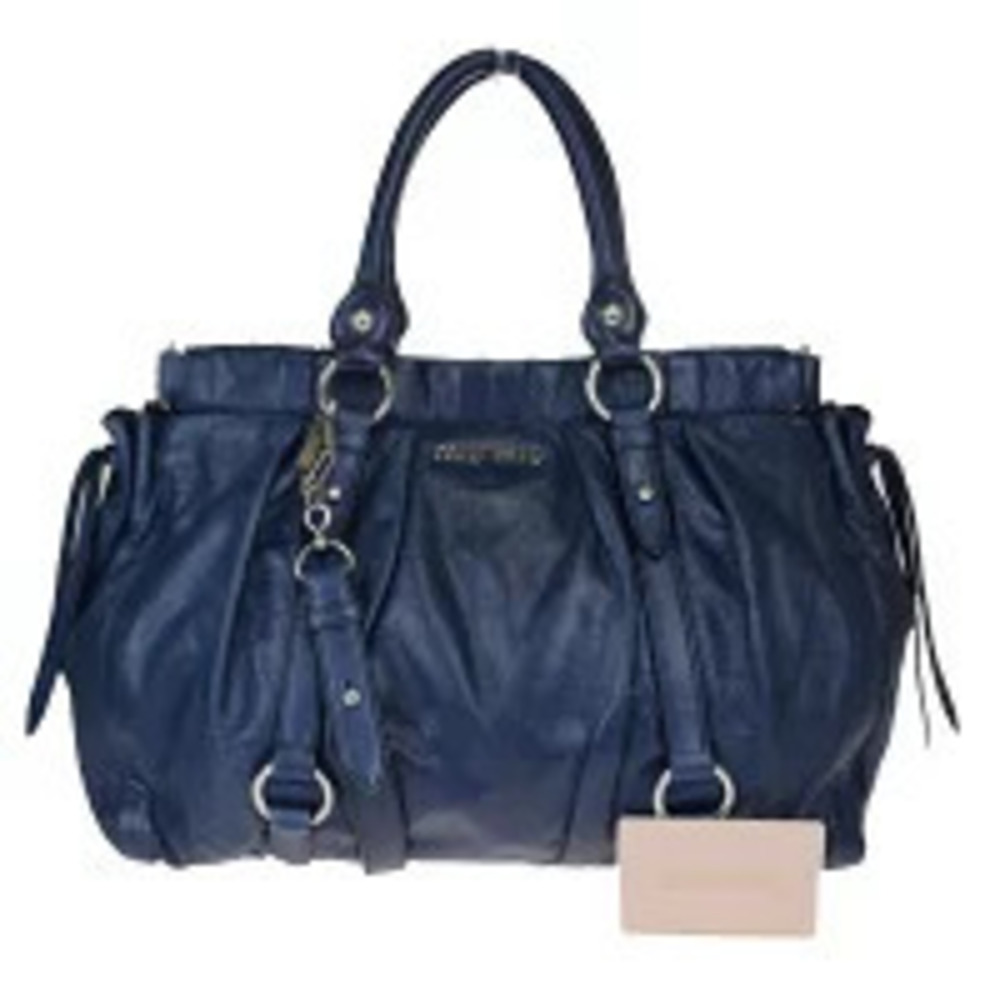 Miu Miu Leather Handbag Navy Blue